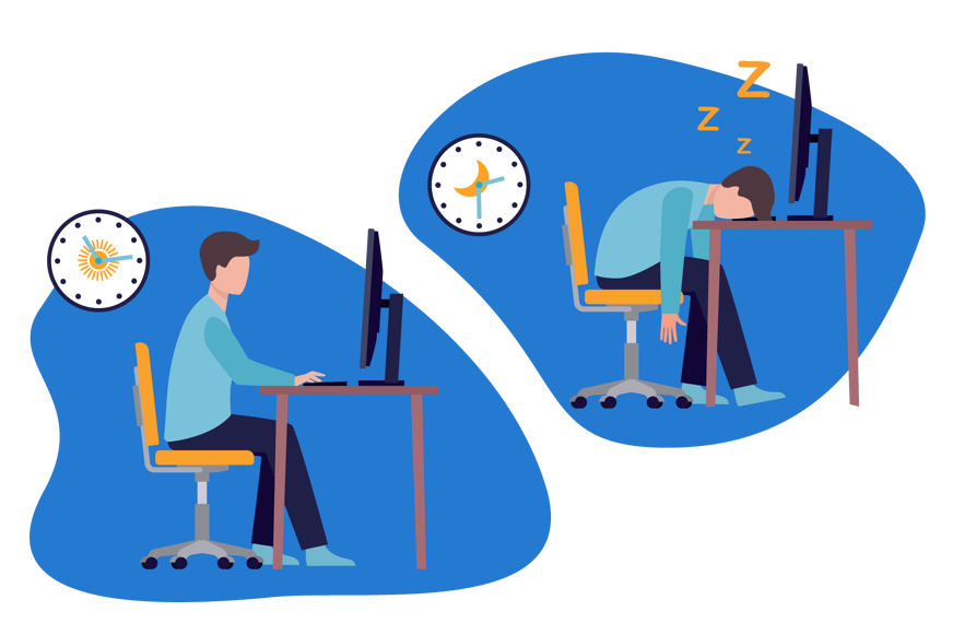 Man falling asleep at the desk
